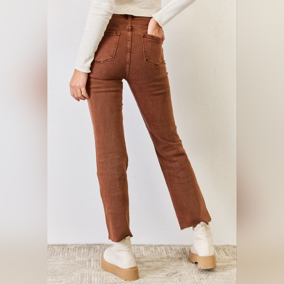 RISEN Designer Espresso Full Size High Rise Tummy Control Straight Jeans 20% OFF - Picture 3 of 6